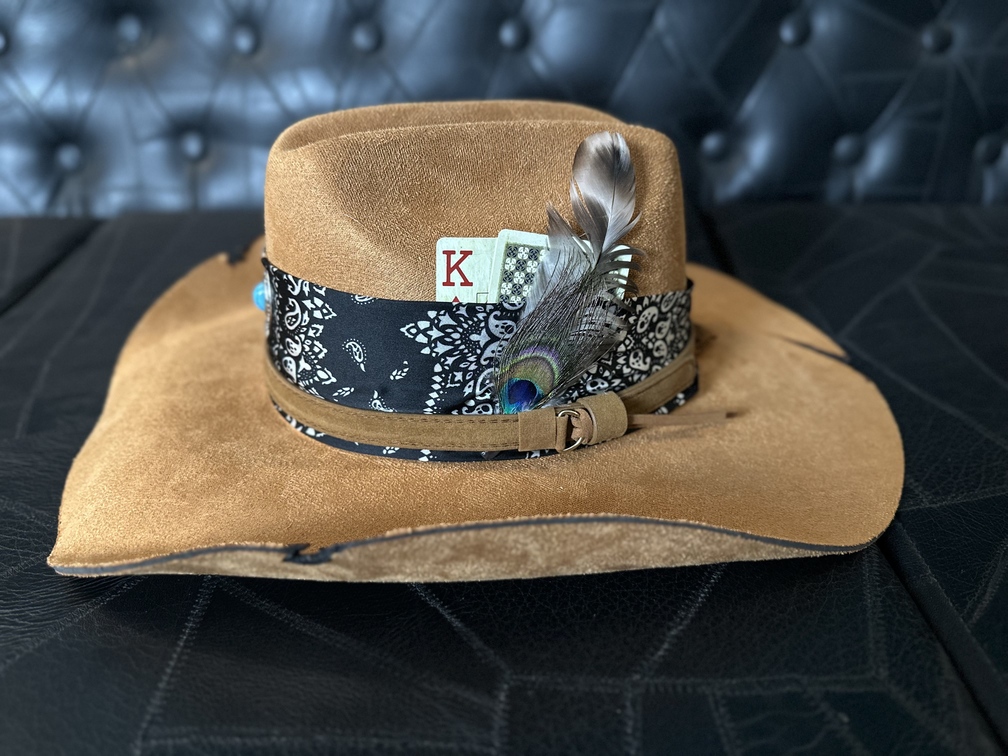 Chapéu estilo western unisex em feltro customizado CAMEL TAM 57