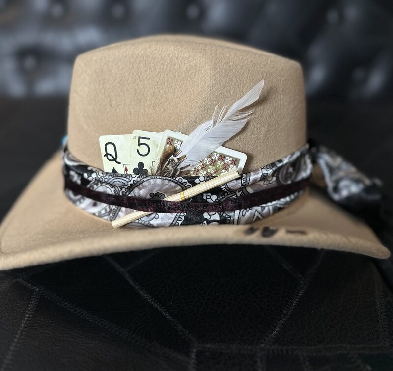 Chapéu estilo western unisex em feltro customizado Gambler TAM 56
