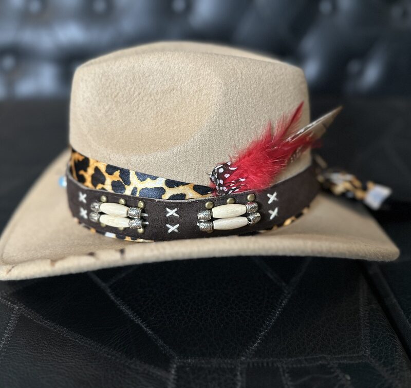Chapéu estilo western unisex em feltro customizado TAM 56