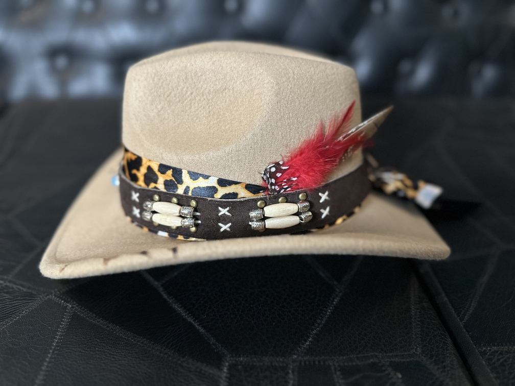 Chapéu estilo western unisex em feltro customizado TAM 56