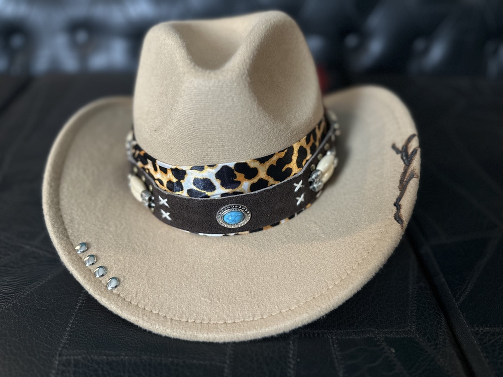 Chapéu estilo western unisex em feltro customizado TAM 56 - Imagem 5