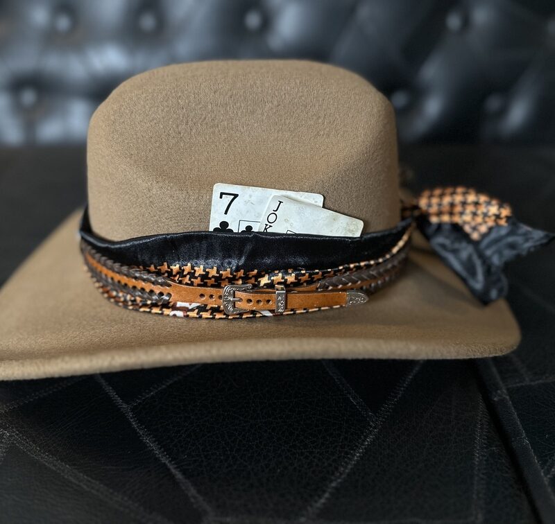 Chapéu estilo western unisex em feltro customizado LEATHER BAND TAM 56