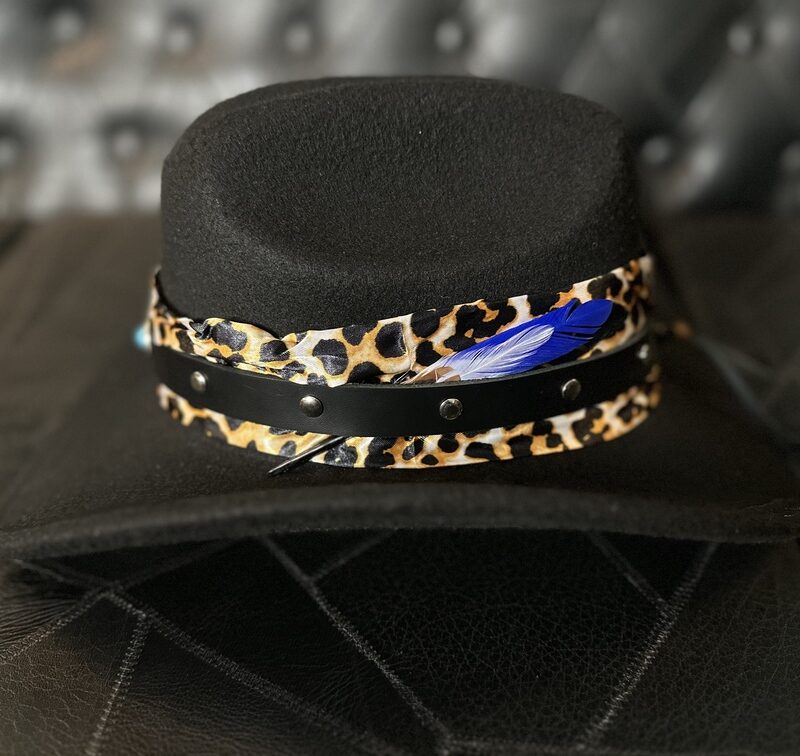 Chapéu estilo western unisex em feltro customizado BLACK PANTHER tamanho 57